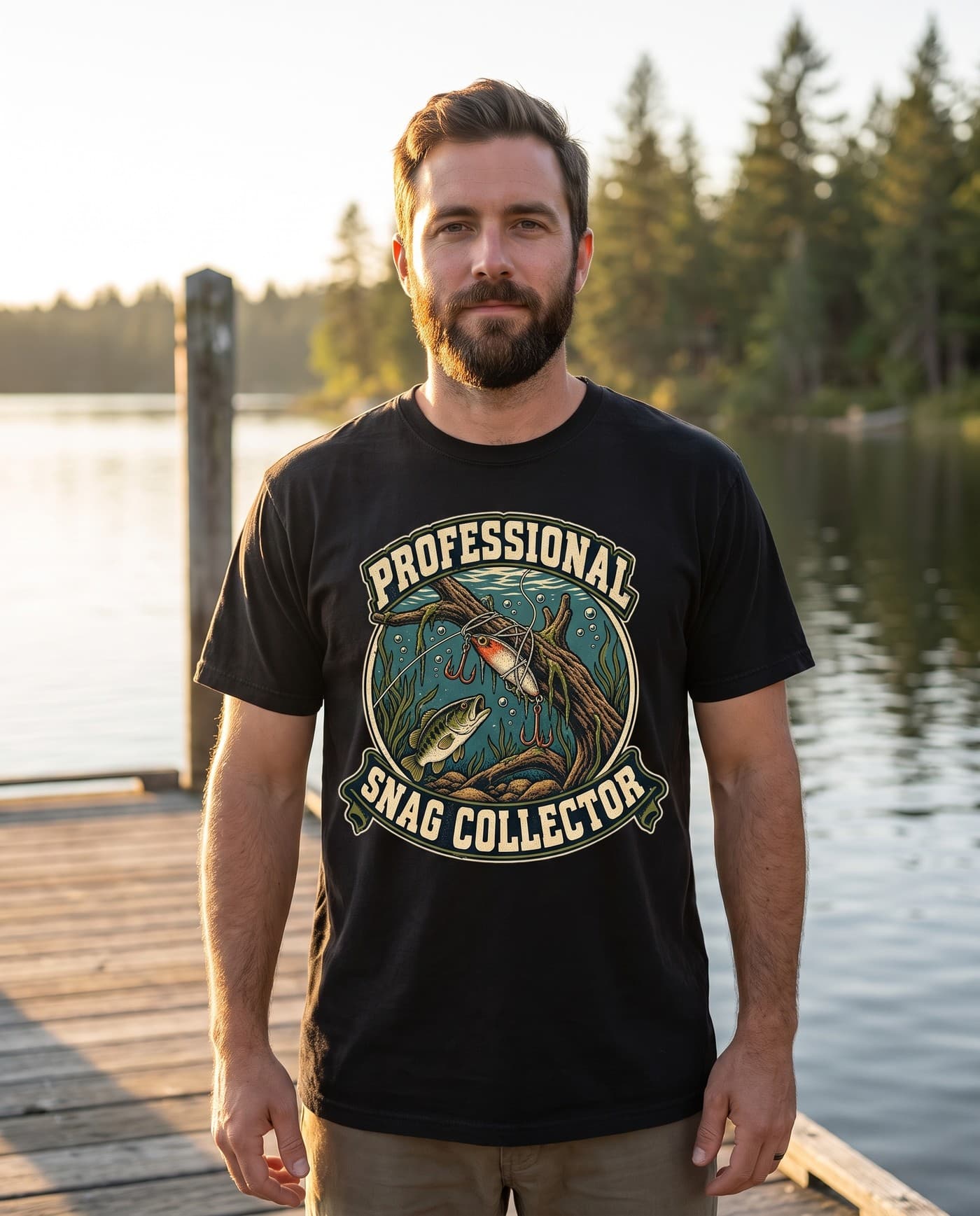 Funny Fishing Shirt, Bass Angler Tee for Fishermen, Professional Snag Collector
