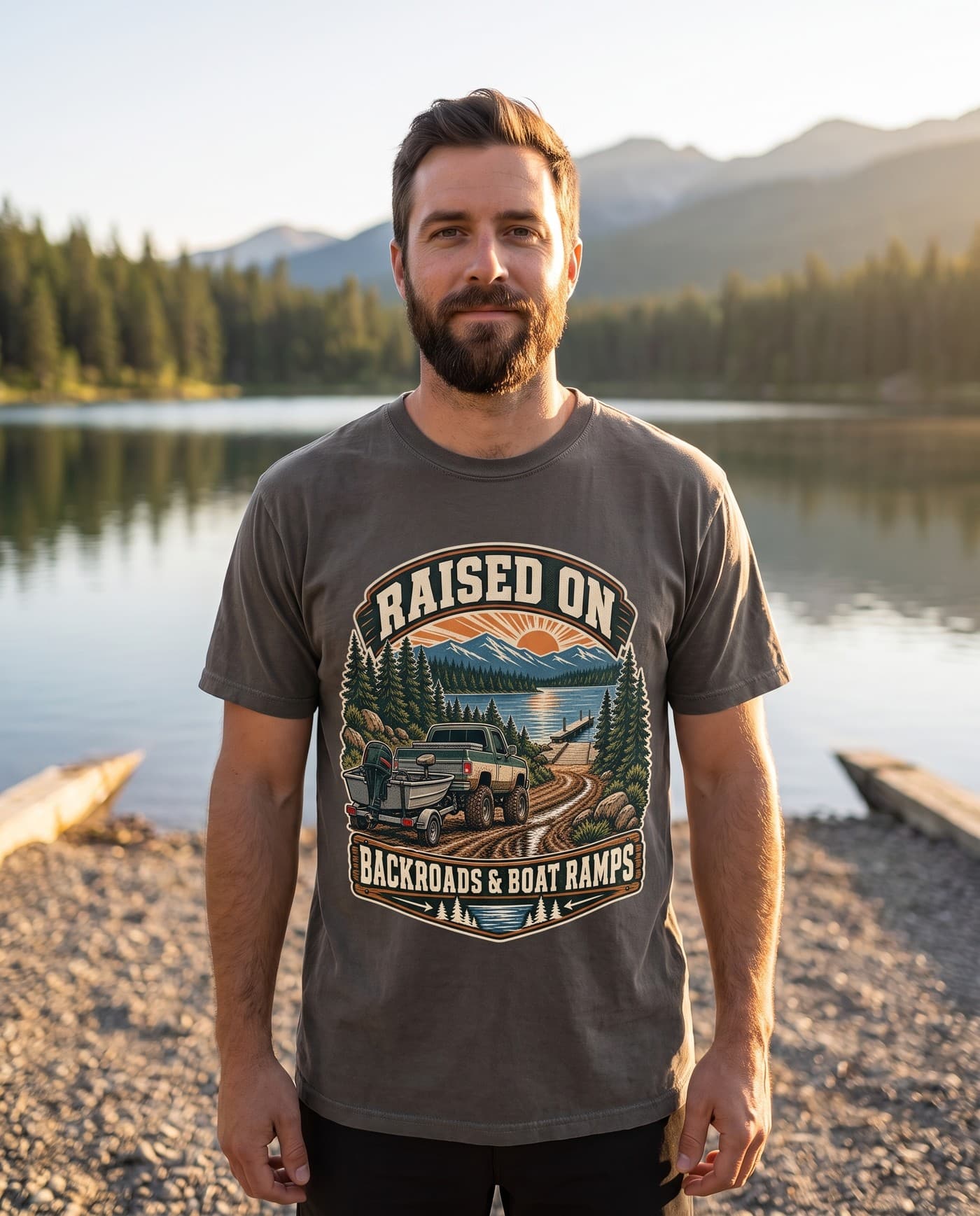 Lake Life Fishing Shirt, Boat Ramp Tee for Anglers, Raised On Backroads and Boat Ramps